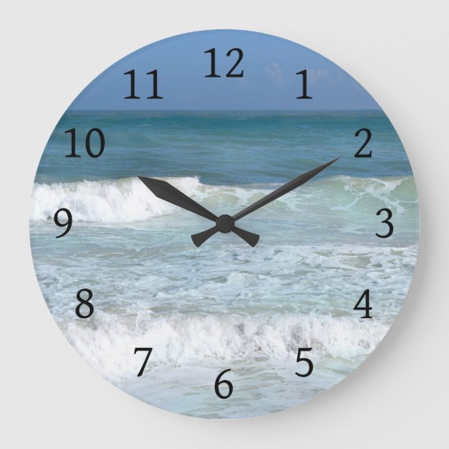 Ocean Beach Photo 65 Large Clock (Front)