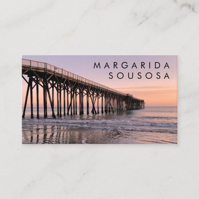 Ocean Beach Pier Sunset Photo Travel Tourism Business Card (Front)