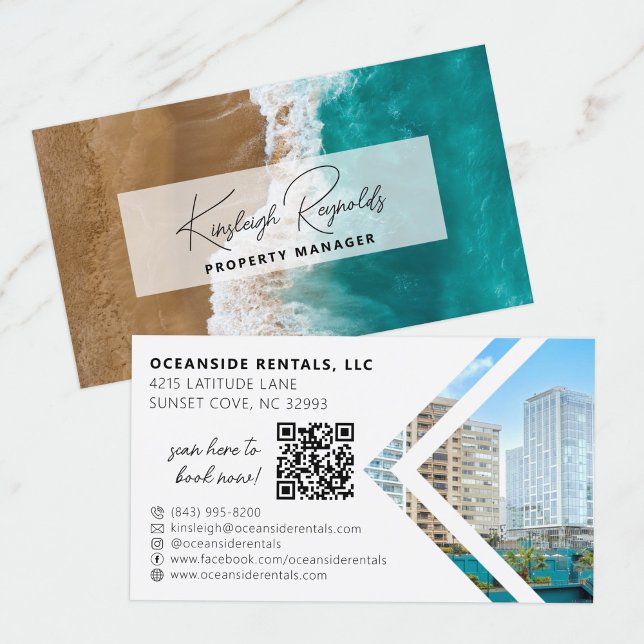 Ocean / Beach Rental Property Manager QR Facebook Business Card (Creator Uploaded)