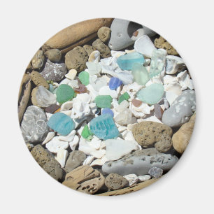 Ocean Beach Rock Garden magnets Sea Glass Shells