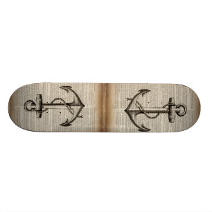 ocean beach  sailor vintage nautical anchor skateboard