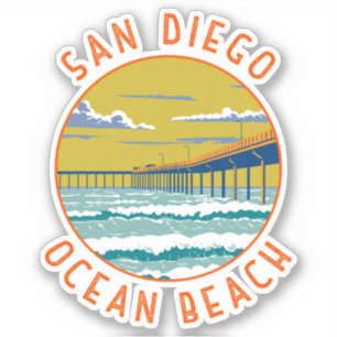 Ocean Beach San Diego Travel Art Vintage