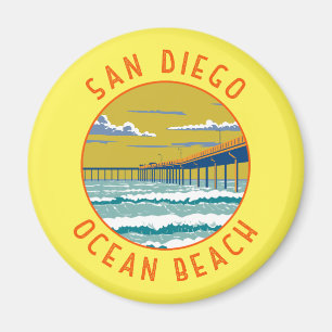 Ocean Beach San Diego Travel Art Vintage Magnet