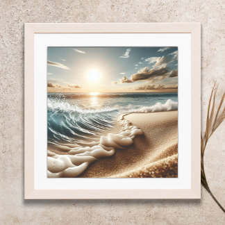 Ocean Beach Scene Coastal Sunset Wall Art
