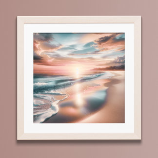 Ocean Beach Scene Coastal Sunset Wall Art