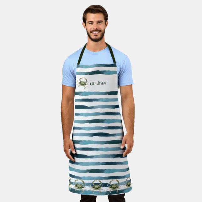Ocean Beach Sea Crab Monogram Apron (Worn)