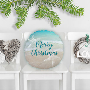 Ocean Beach Sea Stars Holiday or Everyday Round Cushion