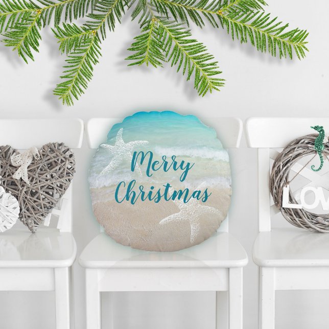 Ocean Beach Sea Stars Holiday or Everyday Round Cushion (Creator Uploaded)