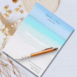 Ocean Beach Sea Travel Aqua Blue Stylish Custom Letterhead