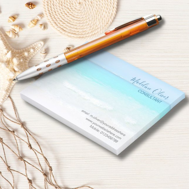 Ocean Beach Sea Travel Aqua Blue Stylish Post-it Notes (Creator Uploaded)