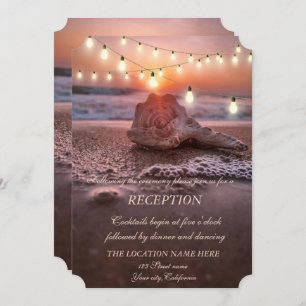 Ocean Beach,Seashell Lights Wedding Reception Invitation