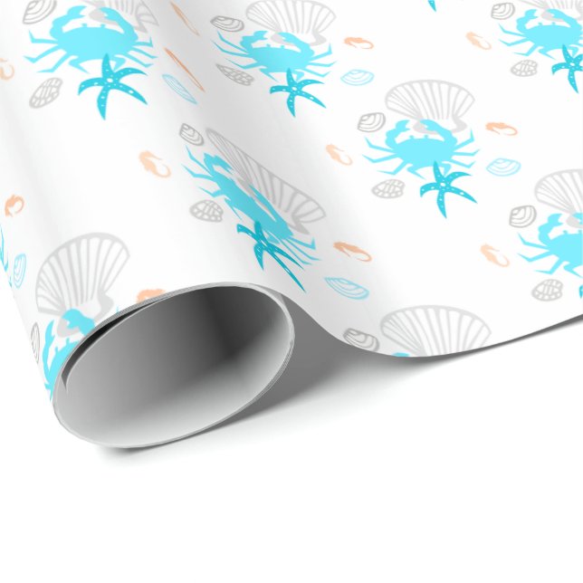 Ocean Beach Seashell Starfish  Wrapping Paper (Roll Corner)