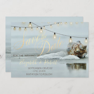 Ocean Beach Seashell String Light  Save The Date