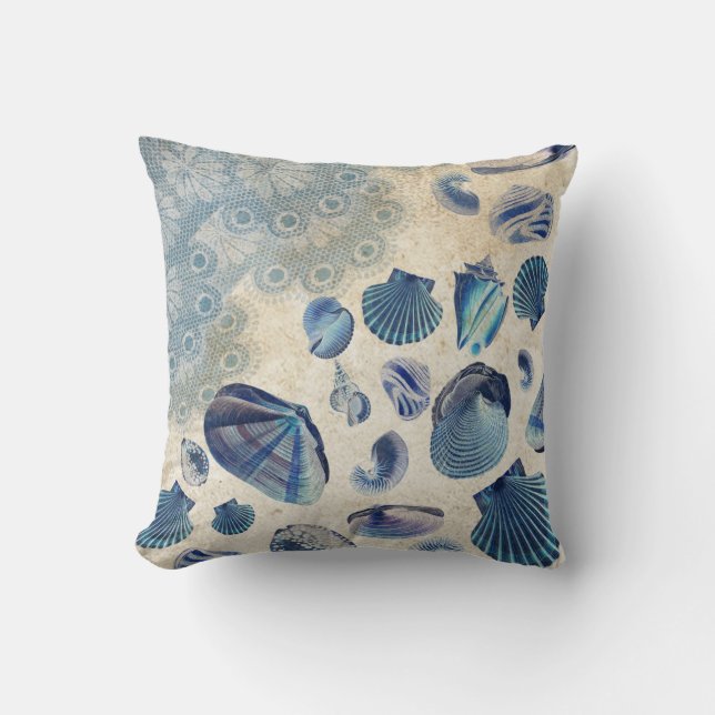 Ocean Beach Seashells Cushion (Front)
