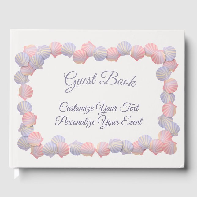 Ocean Beach Seashells Pastel Personalised Guest Book (Front)