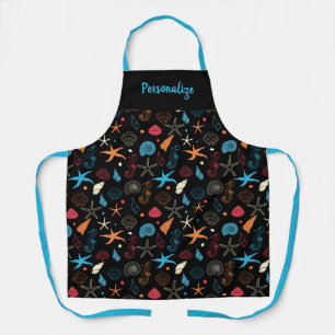 Ocean Beach Seashells Starfish Personalized Smock Apron