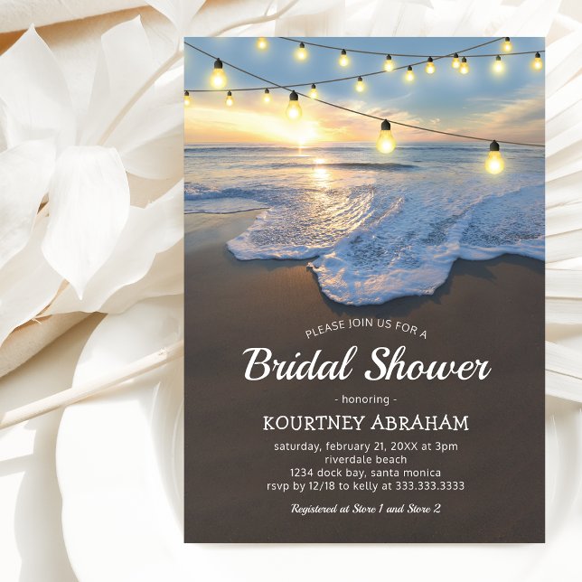 Ocean Beach Seaside Lights Bridal Shower Invitation (Creator Uploaded)