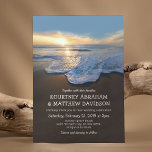 Ocean Beach Seaside Summer Wedding Invitation<br><div class="desc">Romantic destination wedding invitations featuring a coastal shoreline,  a beautiful sunset,  and a modern wedding template.</div>