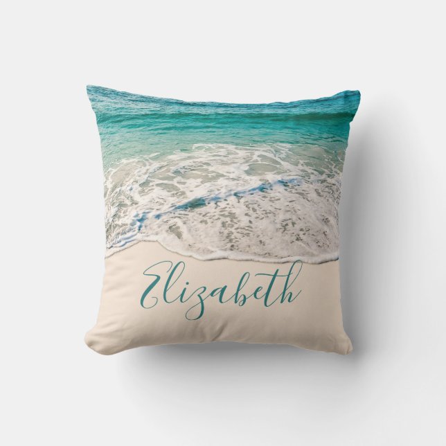Ocean Beach Shore to Add Your Name Cushion (Front)