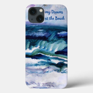 Ocean Beach Shore Water Blue - Personalize w Name iPhone 13 Case