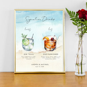 Ocean Beach Signature Drinks Bar Menu Wedding Sign