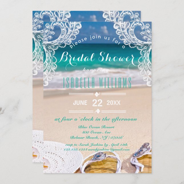 Ocean Beach Summer Bridal Shower Invitation (Front/Back)