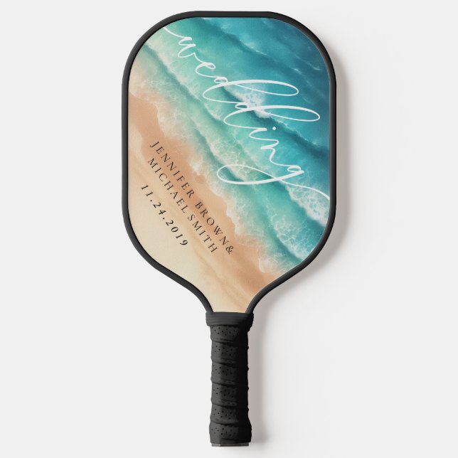 Ocean Beach Summer Party Games Wedding Pickleball Paddle (Front)