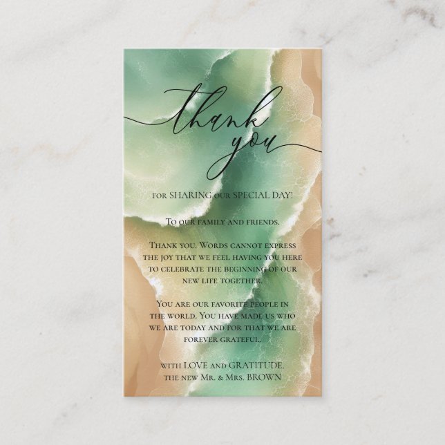 Ocean Beach Summer Party Thank You Sunny Enclosure Card (Front)