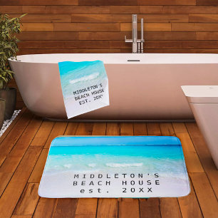 Ocean Beach Summer Seaside Scene Bath Mat