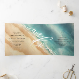 Ocean Beach Summer Special Wedding Tri-Fold Card