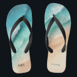Ocean Beach SUMMER Watercolor Elegant Wedding Thongs<br><div class="desc">Ocean Beach SUMMER Watercolor Elegant Wedding</div>