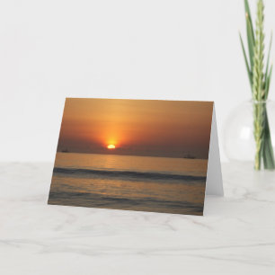 Ocean beach sunrise colour photo greeting card