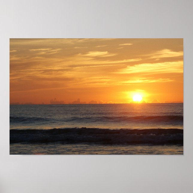 Ocean beach sunrise colour photo poster print (Front)