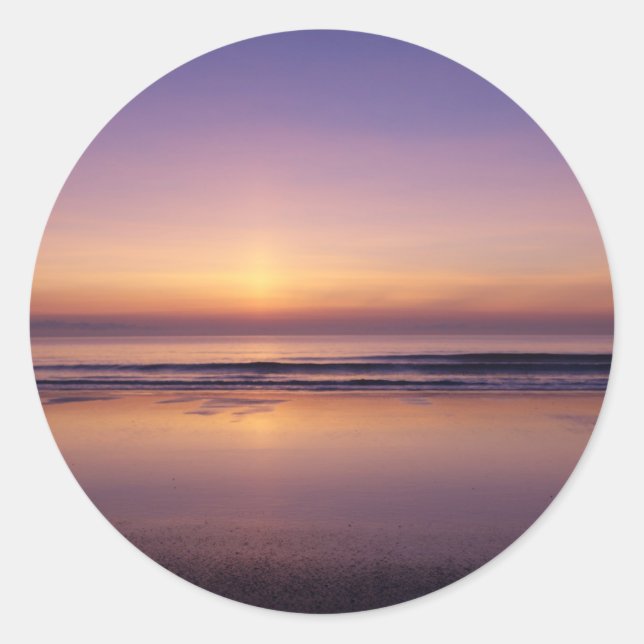 Ocean beach sunrise colour photo stickers (Front)