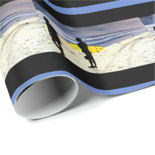 Ocean Beach Surfers Boards Shore  Wrapping Paper