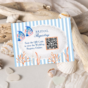 Ocean Beach Themed QR Code Bridal Shower Registry Enclosure Card
