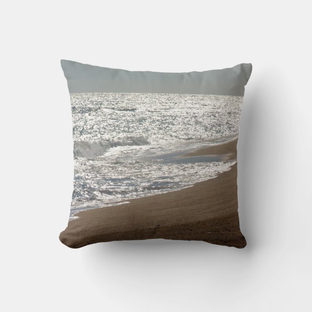Ocean Beach Themed Throw Pillow (Front)