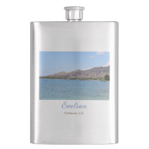 ocean beach travel add name place city text nomad hip flask