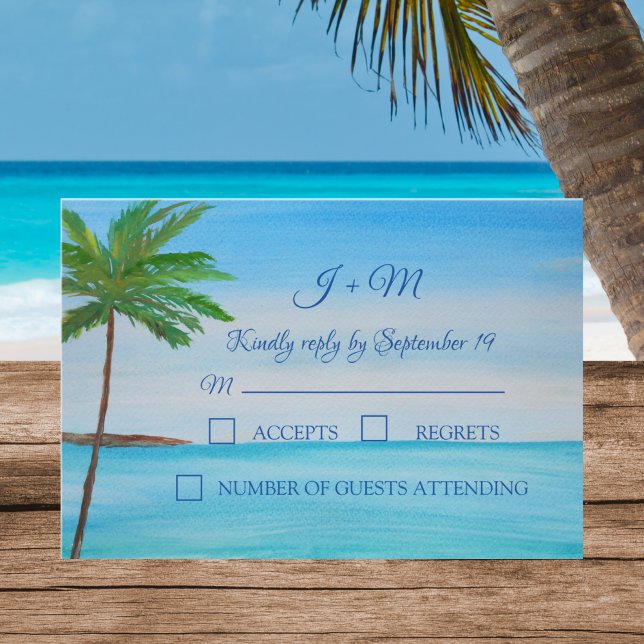 Ocean Beach Tropical 50th Wedding Anniversary RSVP (Creator Uploaded)