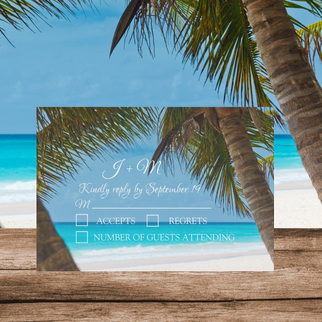Ocean Beach Tropical 50th Wedding Anniversary RSVP Card (Creator Uploaded)