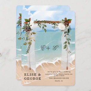 Ocean Beach Tropical Floral Canopy Unique Wedding Invitation