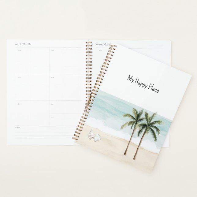 Ocean Beach Tropical Palm Trees Shells Planner (Display)