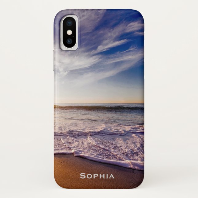 Ocean Beach Vacation Monogram Name Case-Mate iPhone Case (Back)