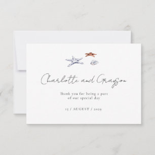 Ocean Beach Watercolor Coastal Wedding Thank You 