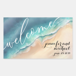 Ocean Beach Watercolor Summer Rectangular Sticker