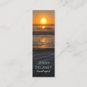 Ocean Beach Waves Sunset Nature Photo Travel Mini Business Card