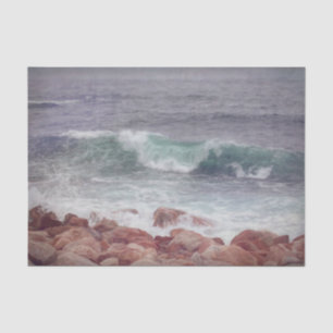 Ocean Beach Waves Teal Nautical Digital Art Paint Tissue Paper