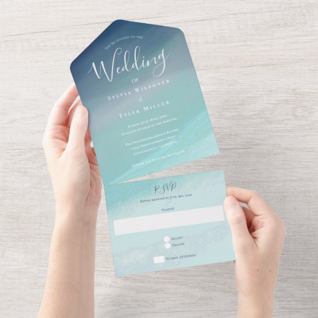 Ocean Beach Wedding All In One Invitation (Tearaway)