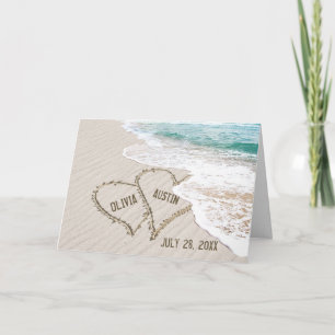 Ocean Beach Wedding Hearts  Card