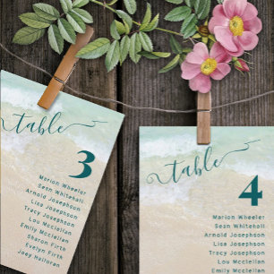 Ocean Beach Wedding Table Number Name List Cards